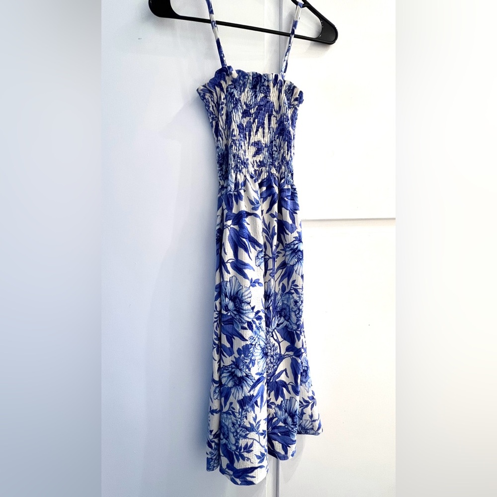 Blue and White Floral Maxi Dress